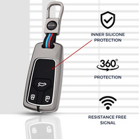 AUDI | ZINC ALLOY + SILICONE CAR KEY CASE |  FOR 3 BUTTON KEY