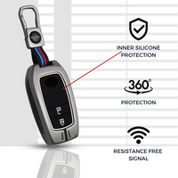 TOYOTA | ZINC ALLOY + SILICONE CAR KEY CASE | FOR 2 BUTTON KEY